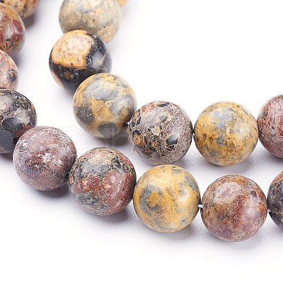Natural Leopard Skin Jasper Round Bead Strands G-P070-77-4mm-1
