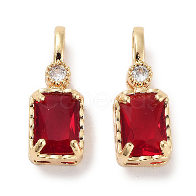 Brass Micro Pave Cubic Zirconia Pendants KK-C051-54G-04-1