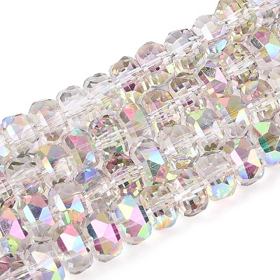 Electroplate Transparent Glass Beads Strands X-EGLA-N022-04A-D18-1