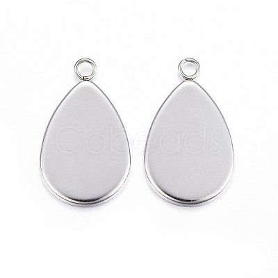 Tarnish Resistant 304 Stainless Steel Pendant Cabochon Settings LS-STAS-P210-09P-01-1