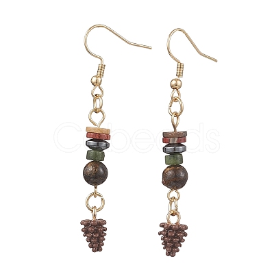 Alloy Enamel Pine Cone Dangle Earrings EJEW-JE06630-1