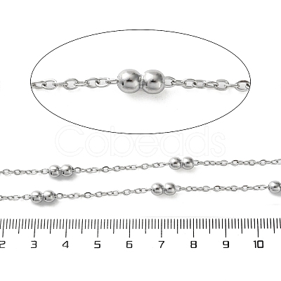 304 Stainless Steel Cable Chains with Beads CHS-F020-10P-1