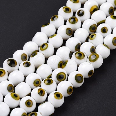 Handmade Evil Eye Lampwork Round Bead Strands LAMP-L055-8mm-29-1