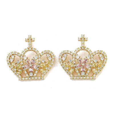 Brass Micro Pave Cubic Zirconia Pendants KK-S526-09G-A-1