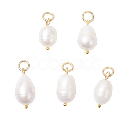 2Pcs 2 Colors Natural Cultured Freshwater Pearl Rice Pendants PALLOY-JF04200-1