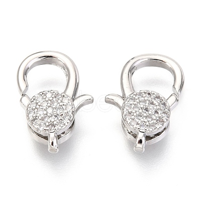 Brass Micro Pave Cubic Zirconia Lobster Claw Clasps ZIRC-O038-23P-1