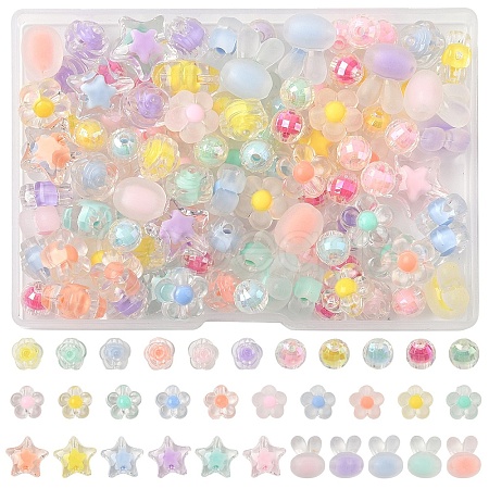 60G 6 Styles Transparent Acrylic Beads Sets TACR-YW0002-51-1
