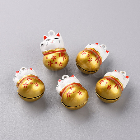 Baking Paint Brass Bell Pendants KKB-S002-010E-1