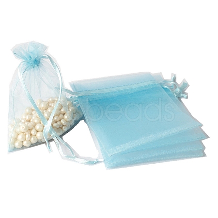100Pcs Rectangle Organza DIY Craft Drawstring Bags PW-WG69155-34-1