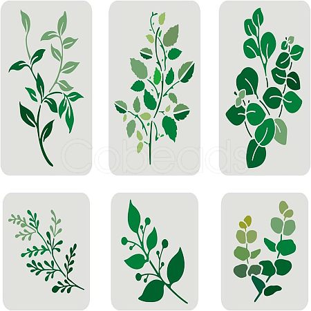 6Pcs 2 Sizes 3 Style PET Hollow Out Drawing Painting Stencils Sets DIY-WH0383-0001-1