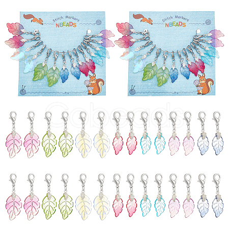 Leaf Pendant Stitch Markers HJEW-AB00314-1