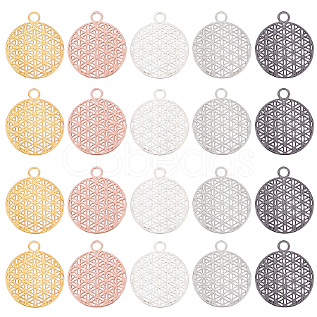 20Pcs 5 Colors Brass Pendants KK-HY0001-47-1