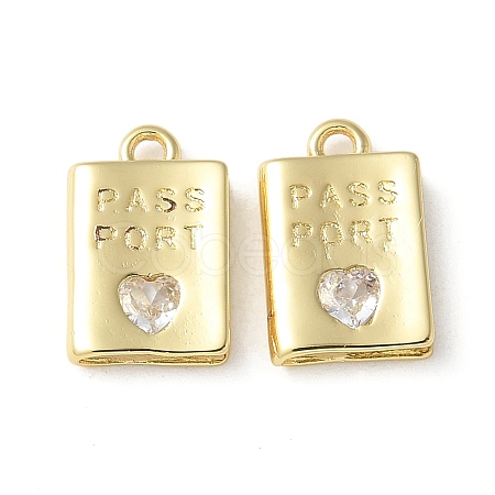 Rack Plating Brass Micro Pave Cubic Zirconia Pendants X-KK-P290-55G-1