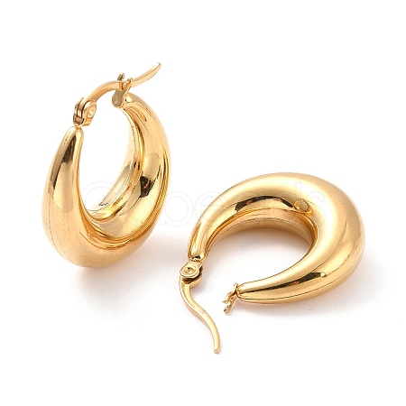 PVD Vacuum Plating 304 Stainless Steel Chunky Hoop Earrings for Women EJEW-F280-06B-G-1