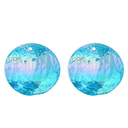 AB Color Plated Capiz Shell Pendants X-SSHEL-T008-01B-1