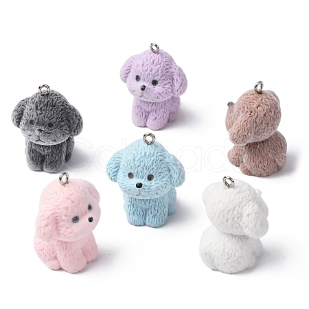 Opaque Flocking Resin Pendants X-RESI-G122-01-1