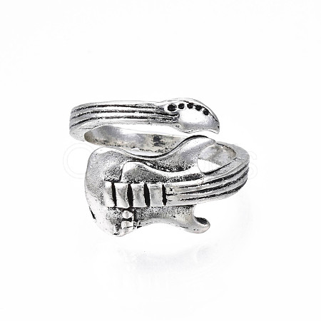 Guitar Alloy Open Cuff Ring for Men Women RJEW-T009-41AS-1