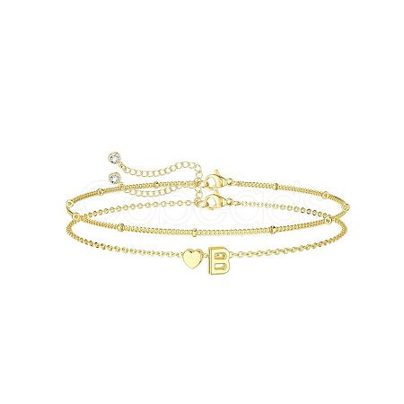 2Pcs 2 Styles Brass Beaded Bracelets & Satellite Chains Bracelets for Women FS-WG4A116-01-1