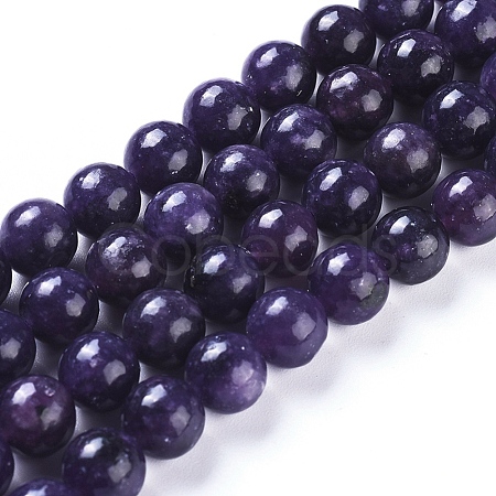 Natural Lepidolite/Purple Mica Stone Beads Strands G-D0020-16-8mm-1