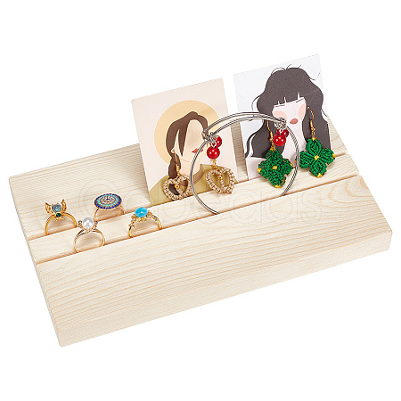2 Slots Rectangle Wood Earring Display Card Stands EDIS-WH0031-19-1