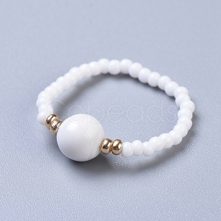 Natural Howlite Stretch Rings RJEW-JR00255-10-1