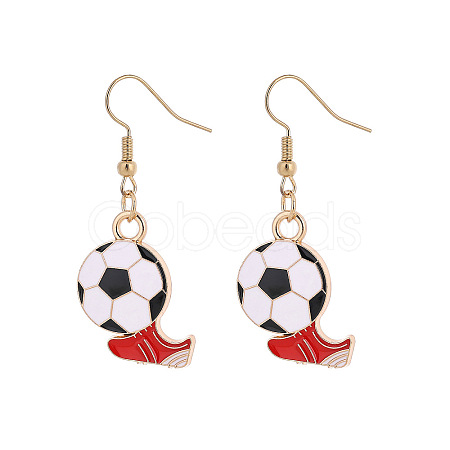 Alloy Enamel Football Dangle Earrings for Women WG983A9-01-1