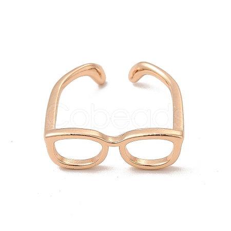 Brass Glasses Frame Open Cuff Ring for Women RJEW-F140-140KCG-1