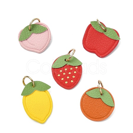 10Pcs 5 Styles Fruit Series Microfiber Leather Pendants FIND-CJ0005-21-1