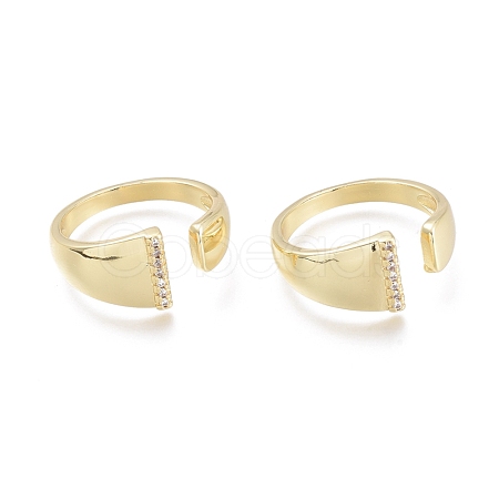Brass Micro Pave Clear Cubic Zirconia Cuff Rings X-RJEW-F103-13I-G-1