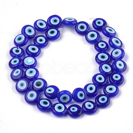 Handmade Evil Eye Lampwork Beads Strands LAMP-S191-02C-12-1