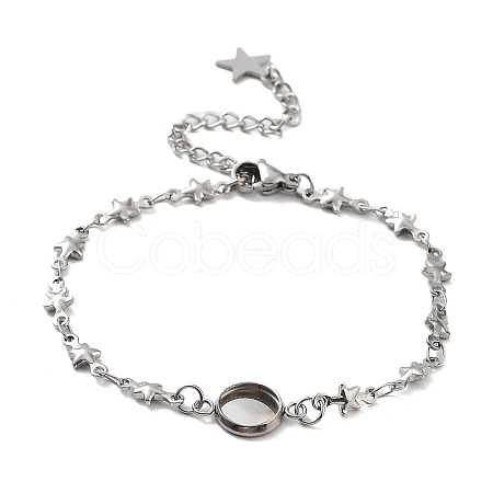 Tarnish Resistant 201 Stainless Steel Link Bracelet Settings Fit for Cabochons MAK-K023-01D-P-1