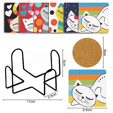 DIY Cup Mats Diamond Painting Kits DIAM-PW0004-116D-1