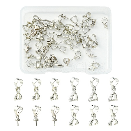 40Pcs 4 Styles Brass Ice Pick Pinch Bails KK-FS0001-24-1