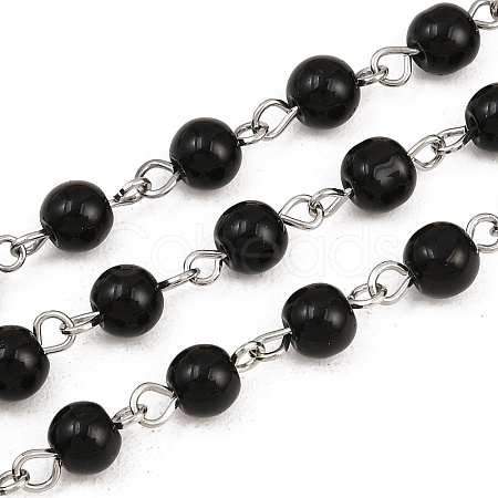 Brass Handmade Faceted Glass Beaded Chains sgCHC-SZ0001-04B-1