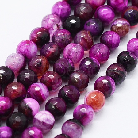 Faceted Natural Agate Beads Strands G-F561-6mm-D05-1