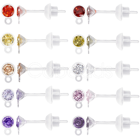 10Pairs 10 Colors  Resin Stud Earring Finding RESI-BBC0001-03-1