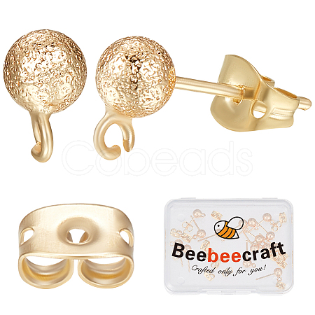 Beebeecraft 20Pcs Brass Ball Stud Earring Findings KK-BBC0007-13-1