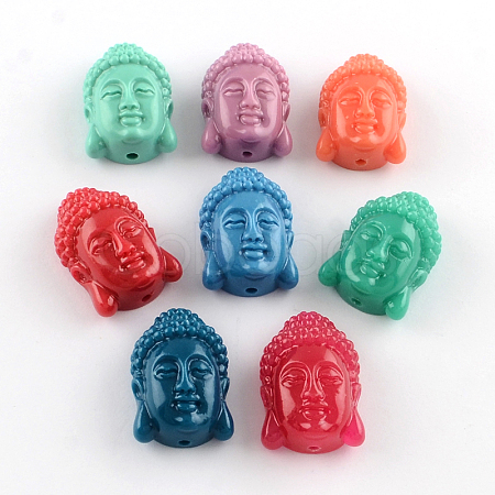 Dyed Buddha Head Synthetical Coral Beads X-CORA-R011-16-1