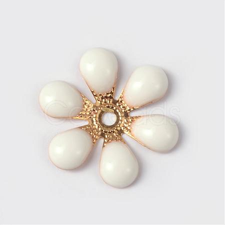 Flower Brass Enamel Beads KK-K114-C01-G-1