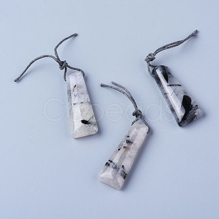 Natural Tourmalinated Quartz/Black Rutilated Quartz
 Pendants X-G-G845-01C-1