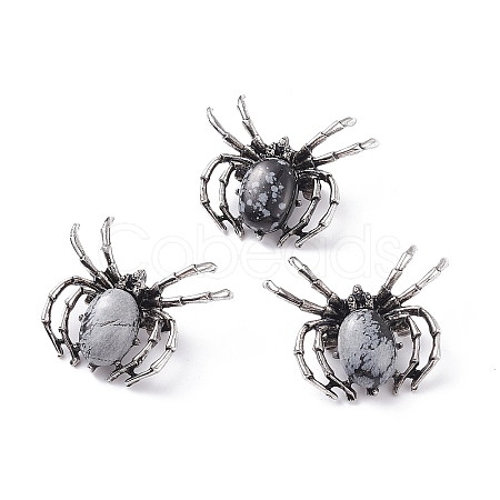 Natural Snowflake Obsidian Brooch G-A176-C18-1-1