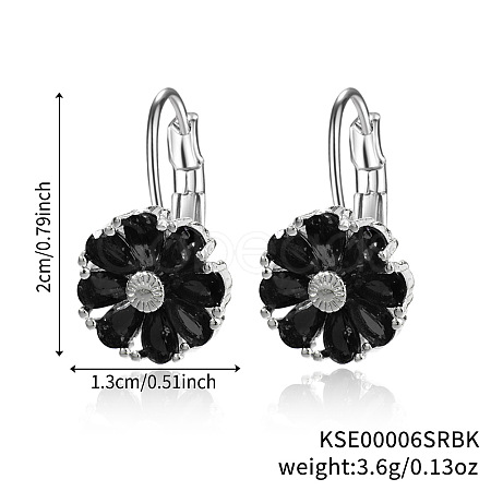 Brass Flower Hoop Earrings JJ3056-7-1