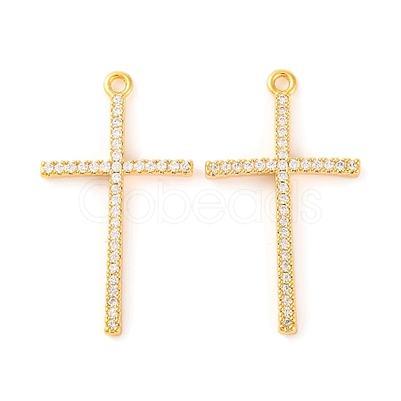 Brass Micro Pave Clear Cubic Zirconia Pendants KK-U017-09F-G-1