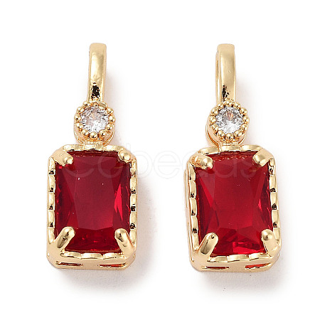 Brass Micro Pave Cubic Zirconia Pendants KK-C051-54G-04-1