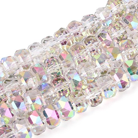 Electroplate Transparent Glass Beads Strands X-EGLA-N022-04A-D18-1