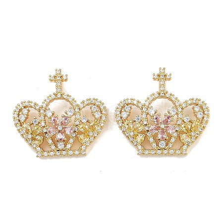 Brass Micro Pave Cubic Zirconia Pendants KK-S526-09G-A-1