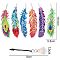 DIY Bookmark Diamond Painting Kits, Including Crystal Maple Leaf Pendant Decoration, Resin Rhinestones, Pen, Tray & Glue Clay, Feather Pattern, 195x55mm, 6pcs/set