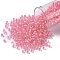 TOHO Round Seed Beads, Japanese Seed Beads, (191B) Opaque Hot Pink-Lined Rainbow Clear, 8/0, 3mm, Hole: 1mm, about 222pcs/10g