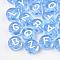 Transparent Acrylic Beads, Horizontal Hole, Mixed Letters, Flat Round, Cornflower Blue, 7x4mm, Hole: 1.5mm, about 370pcs/50g