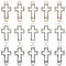 SUNNYCLUE 30Pcs 3 Colors Alloy Crystal Rhinestone Connector Charms, Religion Hollow Cross Links, Mixed Color, 22x10.5x2mm, Hole: 2mm, 10pcs/color